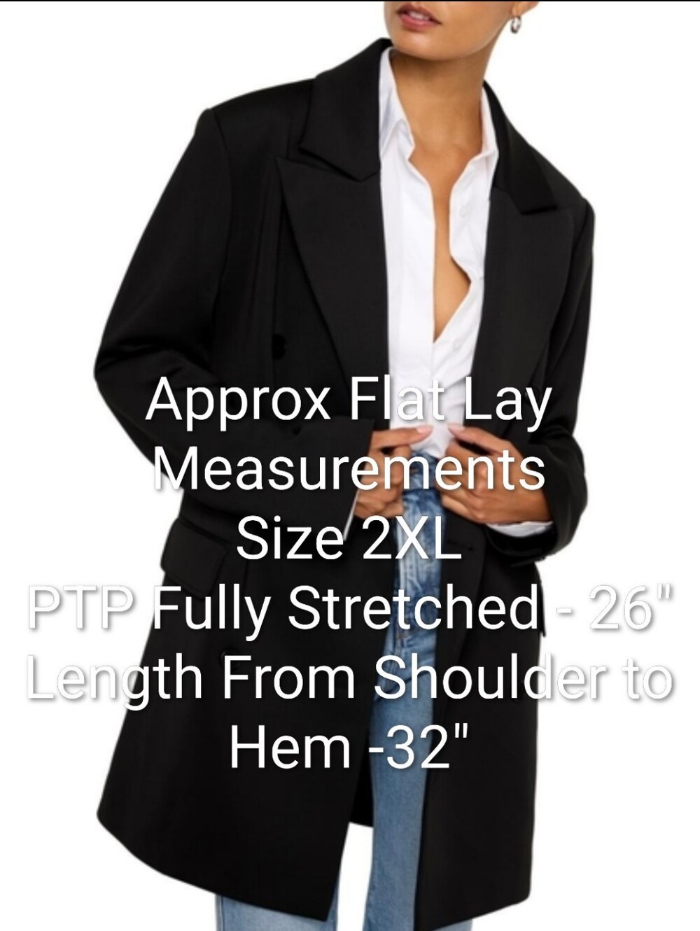 Good American Scuba Double Breasted Longline Coat Black 2XL NWOT GJK0156 - Picture 6 of 7